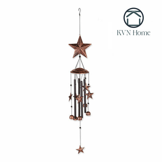 KVN Home - Bronze Wind Chimes with Stars and Bells - 34 inches