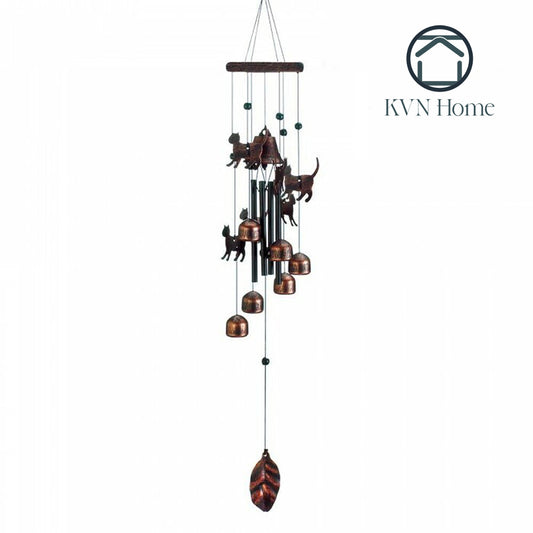 KVN Home - 26-inch Bronze Wind Chimes with Bells and Cats