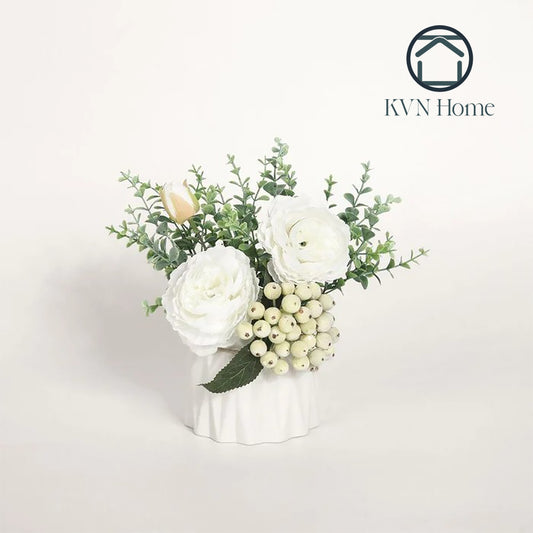 KVN Home - AVIVA ARTIFICIAL POTTED FLOWER BOUQUET 8''X8''