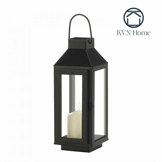 KVN Home - Square Black Star Candle Lantern - 8 inches