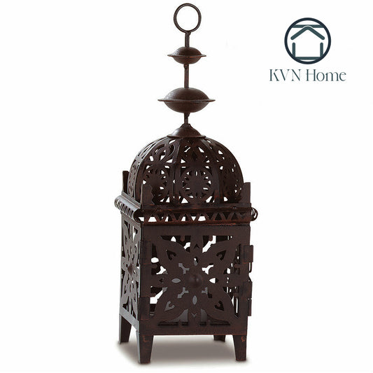 KVN Home - Ornate Black Cutout Candle Lantern - 11.5 inches