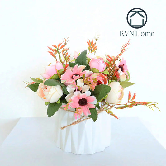 KVN Home - DAYLA ARTIFICIAL POTTED FLOWER BOUQUET 8''X8''