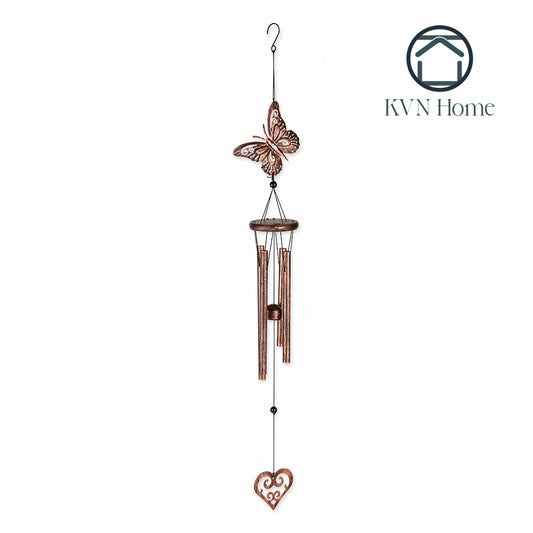 KVN Home - Butterfly and Heart Wind Chimes - 31.5