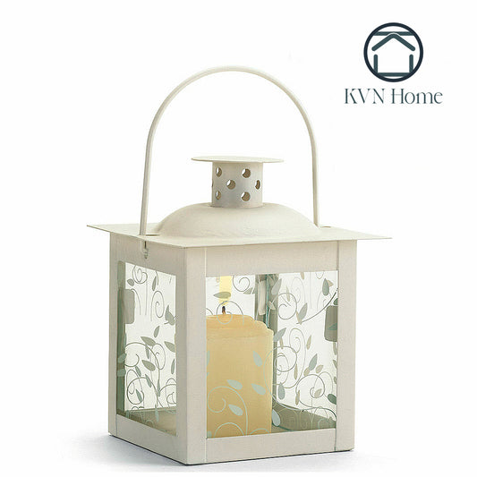KVN Home - Vine Pattern Square Garden Lantern - 8 inches