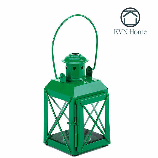 KVN Home - Railroad-Style Candle Lantern - Green
